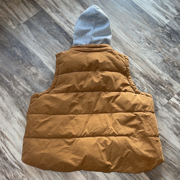 Quilted Puffy Vest removable hood Fall Autumn mustard brown estimate X large - Picture 2 of 9
